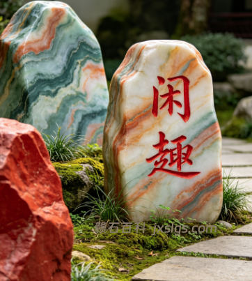 晚霞红石材颜色成因科普 天然幻彩景观石造景案例