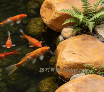 庭院鱼池千层石跌水效果