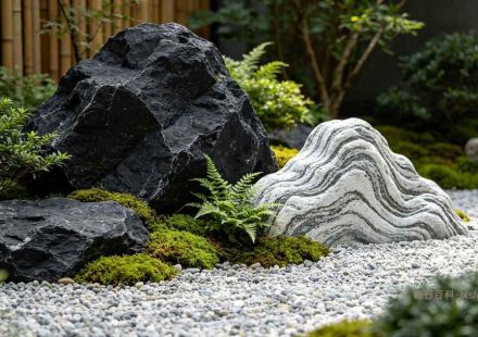 黑山石安静、砾石实用、雪浪石惊艳，三种庭院石材搭配指南
