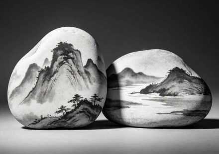 靖安潦河石精品图片 水墨画面石收藏级原石欣赏