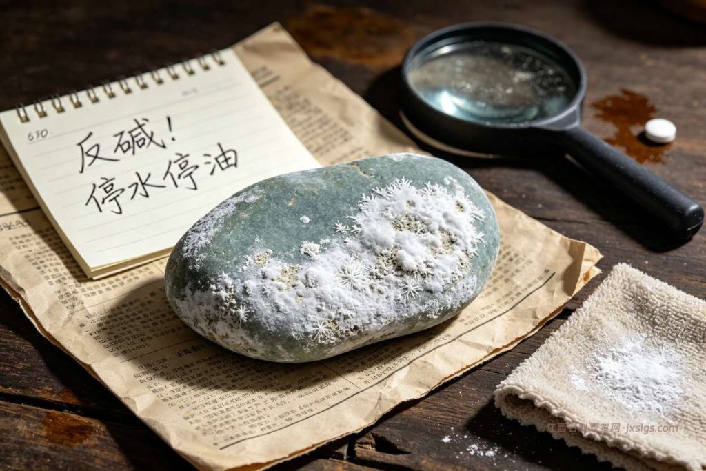 奇石反碱白霜