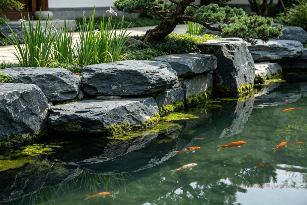 鱼池置石造景