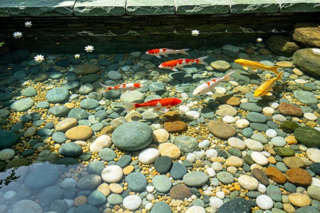 鱼池鹅卵石铺底