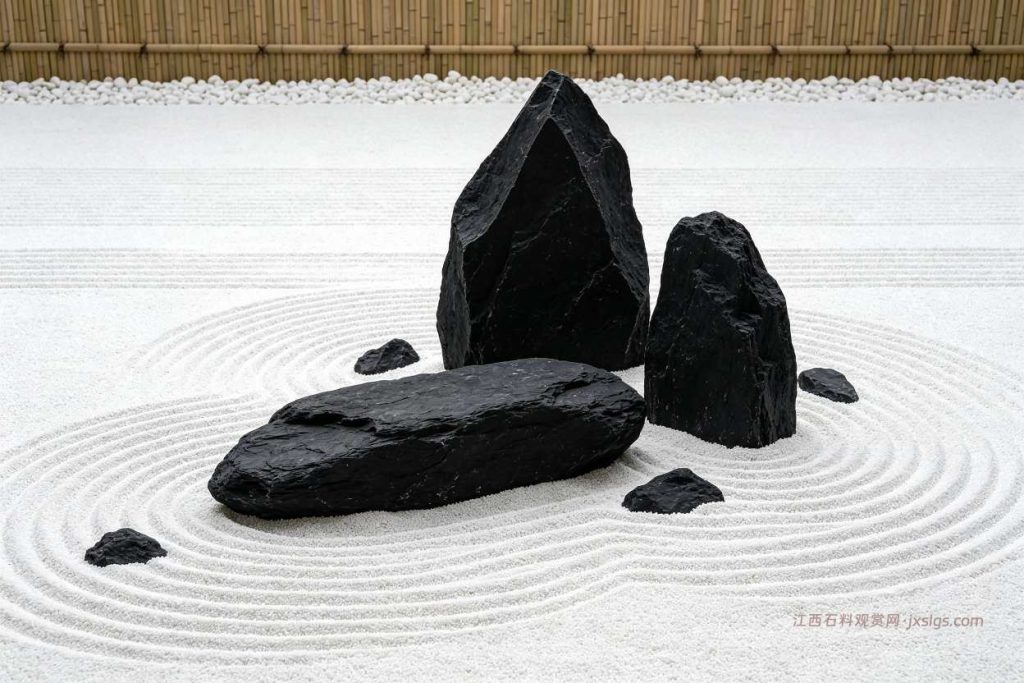 黑山石枯山水假山
